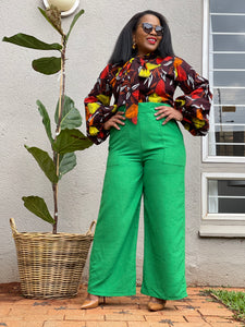 Lime flared pants
